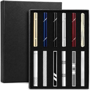 Silver and Black Tie Clip Set